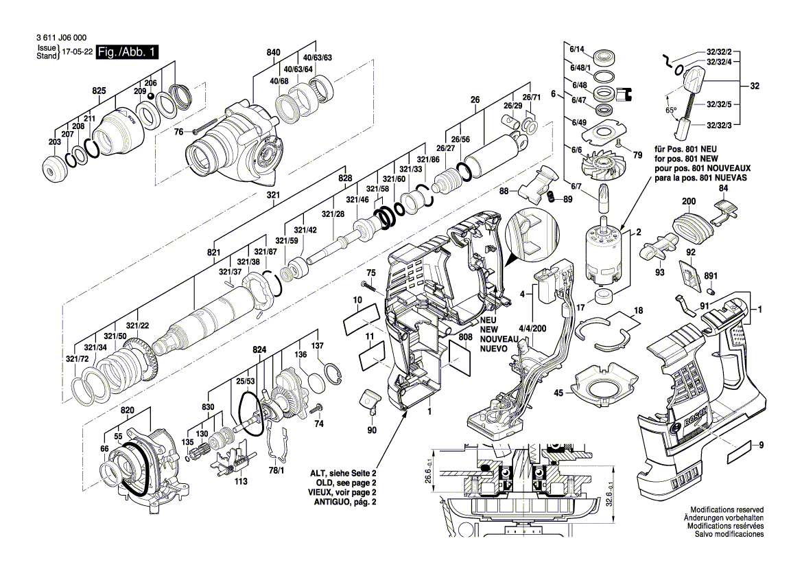 BOSCH Mitnehmerstift Ersatzteile für GBH 3 28 DRE GBH 3 28 DFR