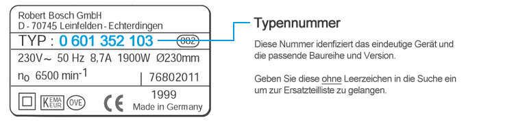 BOSCH Ersatzteilsuche