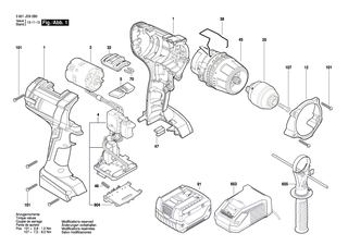 BOSCH Gleichstrommotor 14,4V | Ersatzteile f�r GSB 14,4 VE-2-LI, GSR 14,4 VE-2-LI - 1607022608