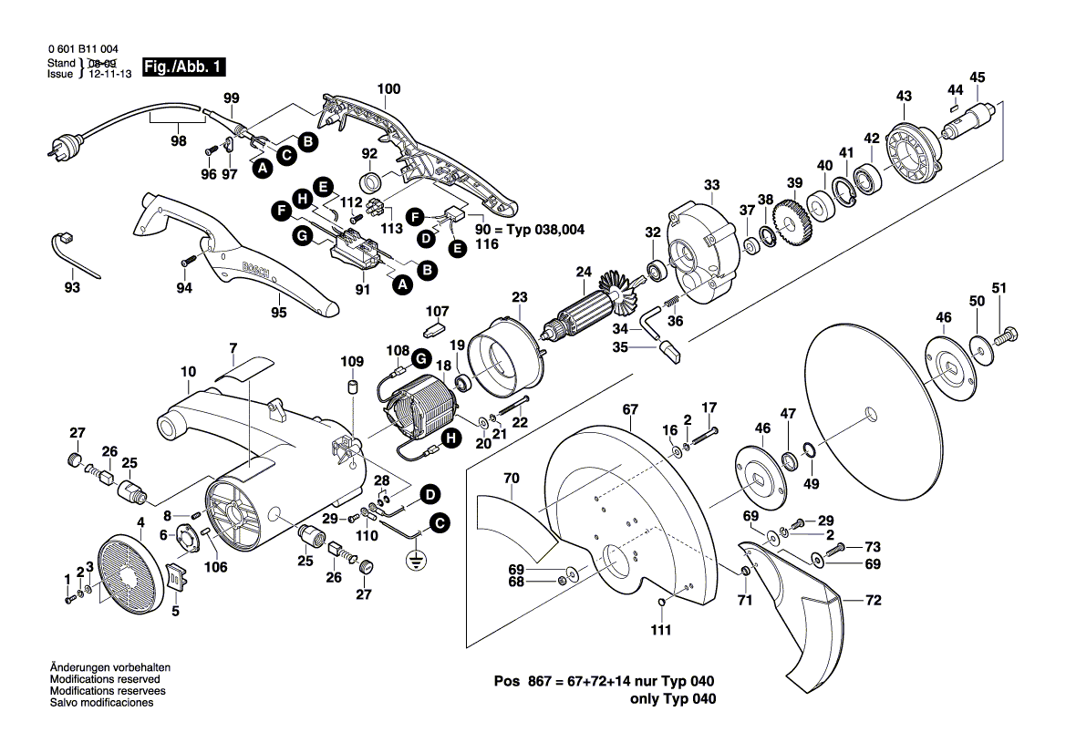 BOSCH Kohlebürstenhalter | Ersatzteile für GCO 14-2 - 0601B11037 