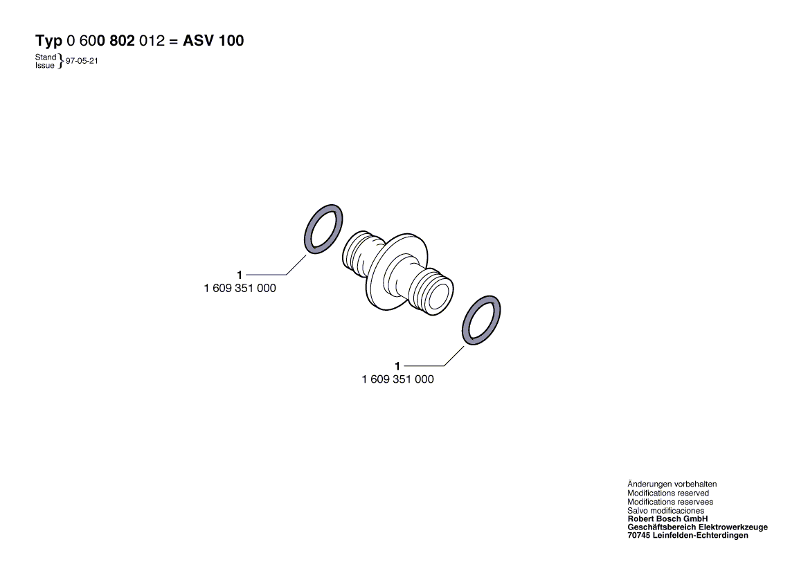 BOSCH O-Ring 11x2,5 MM | Ersatzteile für AHW 1/2, AHW 3/4 - 1609351000