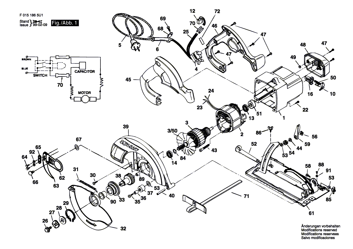 Пила дисковая схема BOSCH Kontaktschraube Ersatzteile für 1855, 5164 - 1619X01786