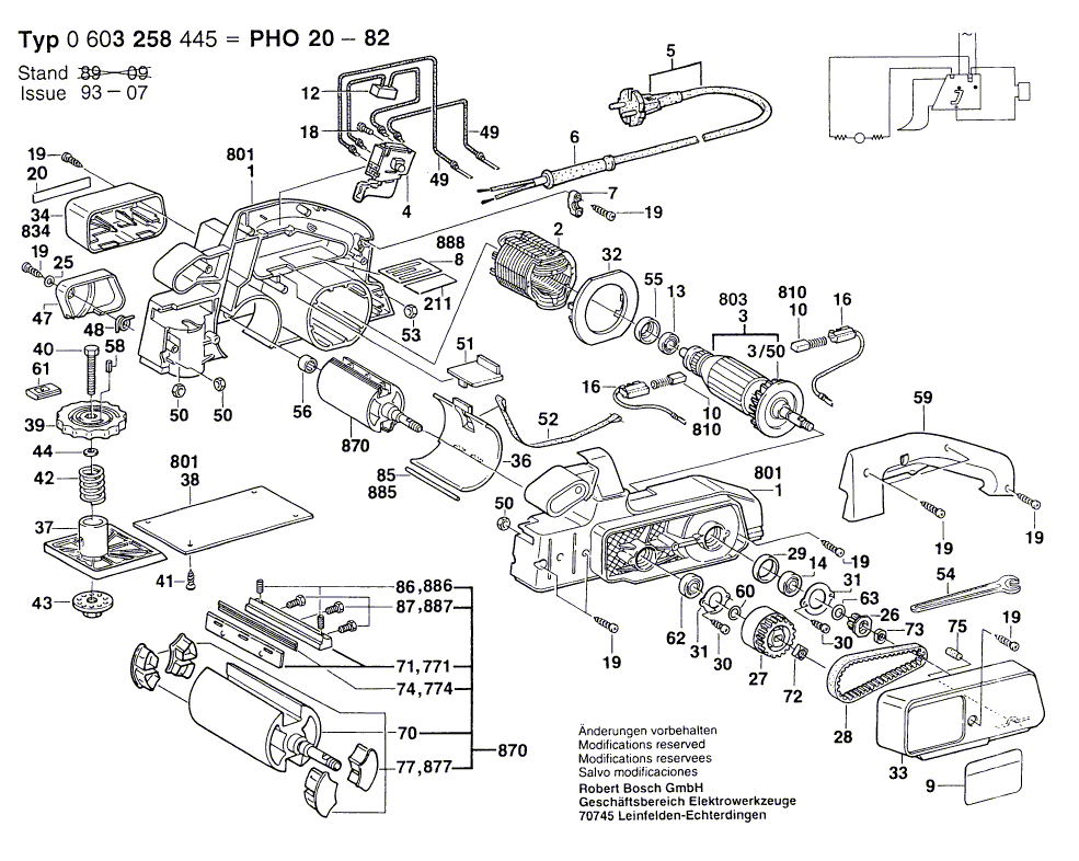 BOSCH Hobelmesser | Ersatzteile für PHO 20-82 - 0603258445 | 2607000096