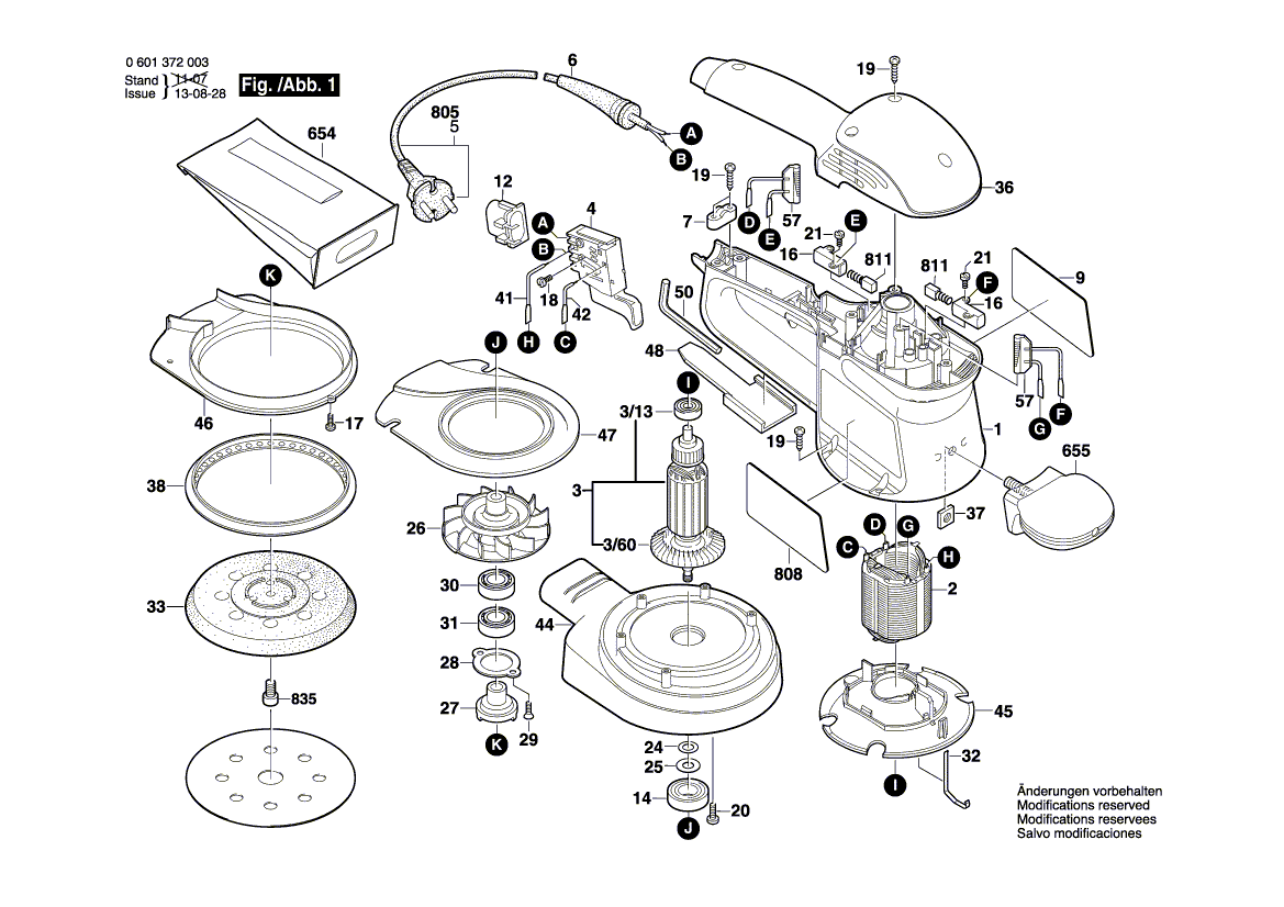 BOSCH Lüfter Ersatzteile für GEX 125150 AVE, ROS65VC 2606610076