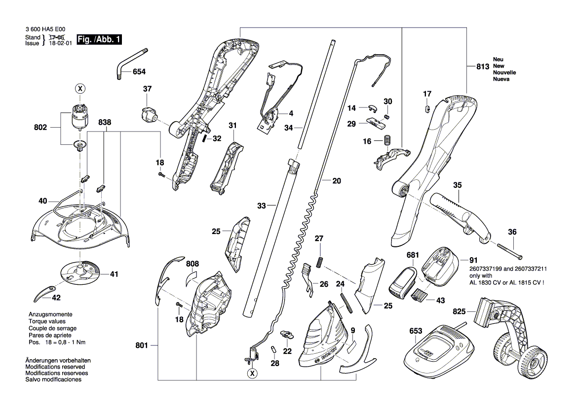 Ersatzmesser 5 Stück für Bosch Akku-Rasentrimmer ART 26-18 LI