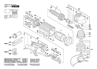BOSCH Ersatzteilgruppe | Ersatzteile f�r Flachkopfwinkelschleifer, HWS 85/180 - 3607030467