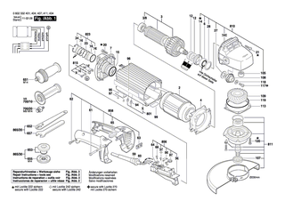 BOSCH Ersatzteilgruppe | Ersatzteile f�r Flachkopfwinkelschleifer, HWS 85/180 - 3607030467