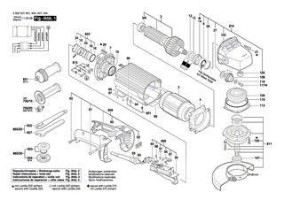 BOSCH Ersatzteilgruppe | Ersatzteile f�r Flachkopfwinkelschleifer, HWS 85/180 - 3607030467
