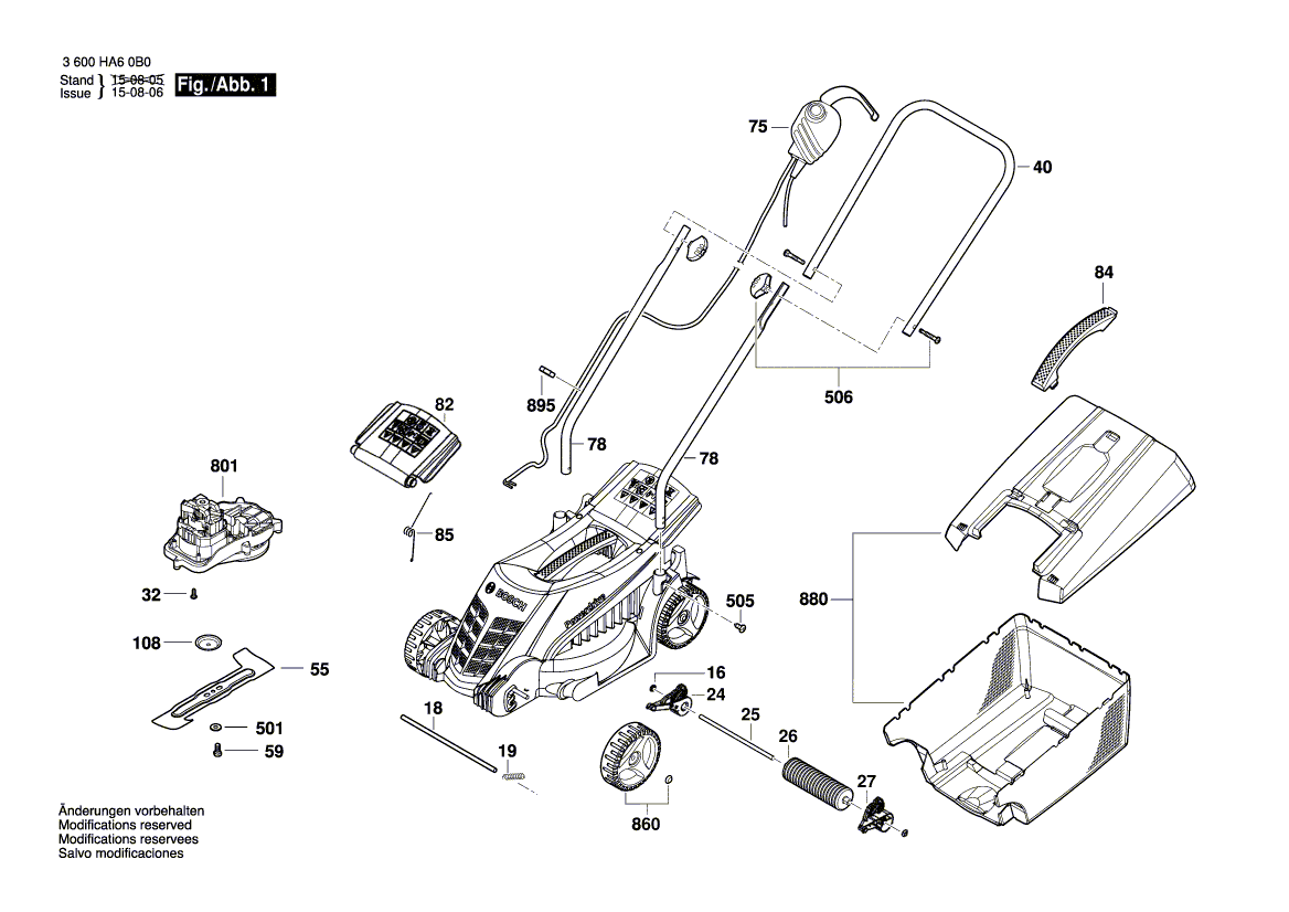 BOSCH Rasenmäher Ersatzteile für ARM 32 3600HA60B0 06008A60B0