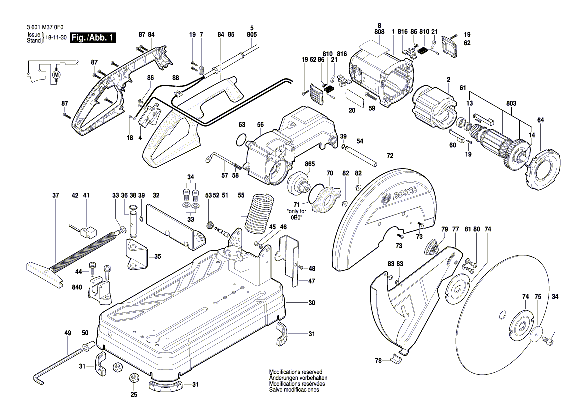 BOSCH Polschuh 220-240V | Ersatzteile für GCO 220 - 3601M373F0  