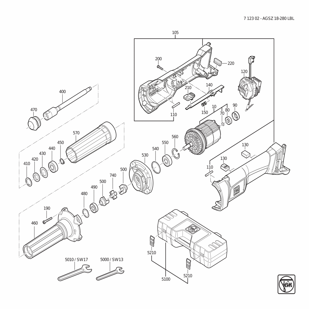 FEIN AGSZ 18-280 LBL (18V) - 71230200940
