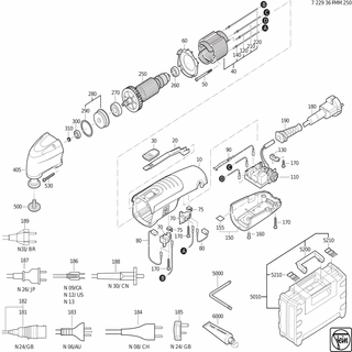 FEIN Bürstenhalter | Ersatzteile für FMM 250 (50/60Hz, 220/230V) | 30712087015