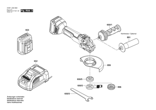 BOSCH Zusatzhandgriff | Ersatzteile f�r GWS 18V-100 SC | 1619P16111