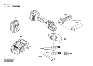 BOSCH Zusatzhandgriff | Ersatzteile f�r GWS 18V-125 SC | 1619P16111