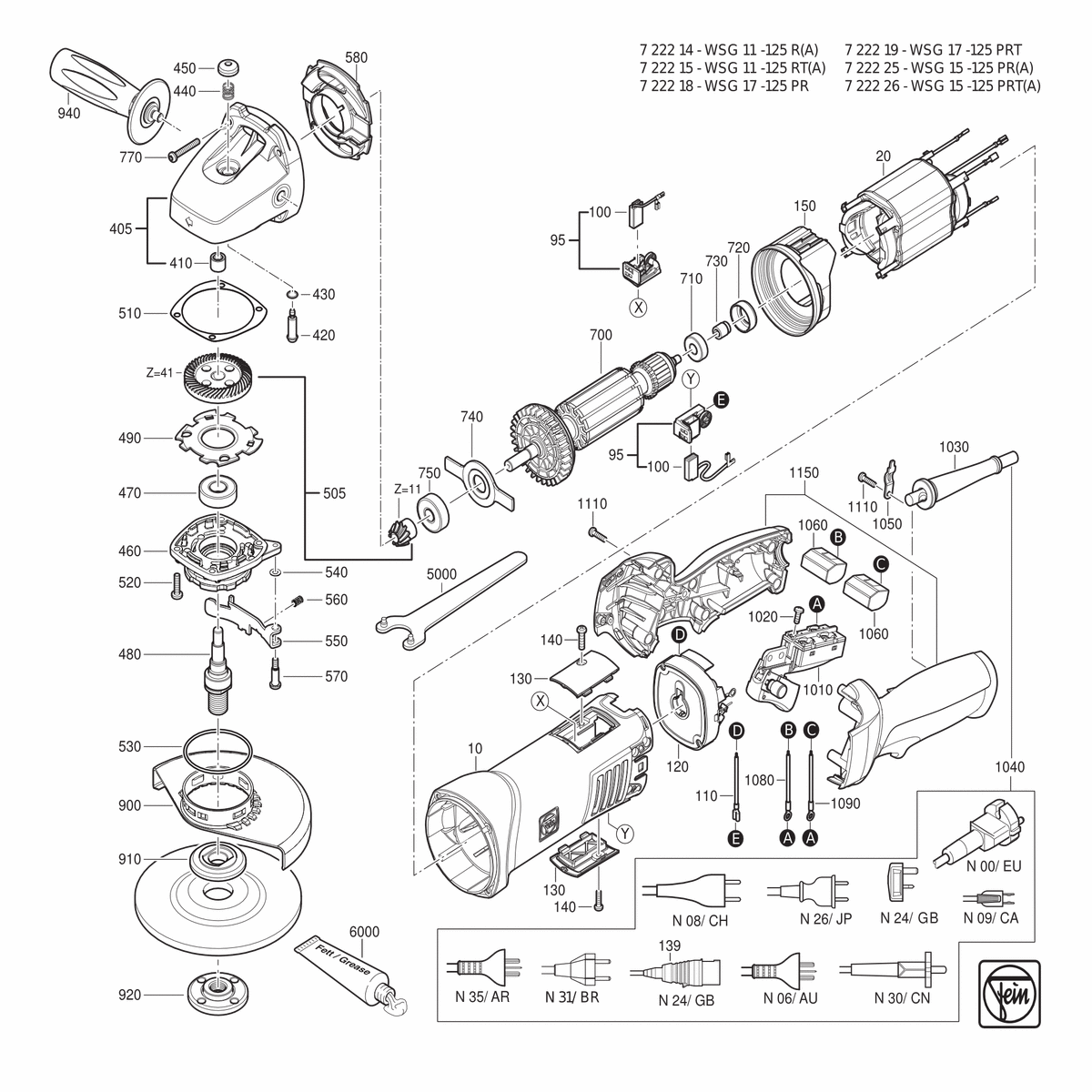 FEIN WSG 15-125 PR (50/60Hz, 220/230V) - 72222500230