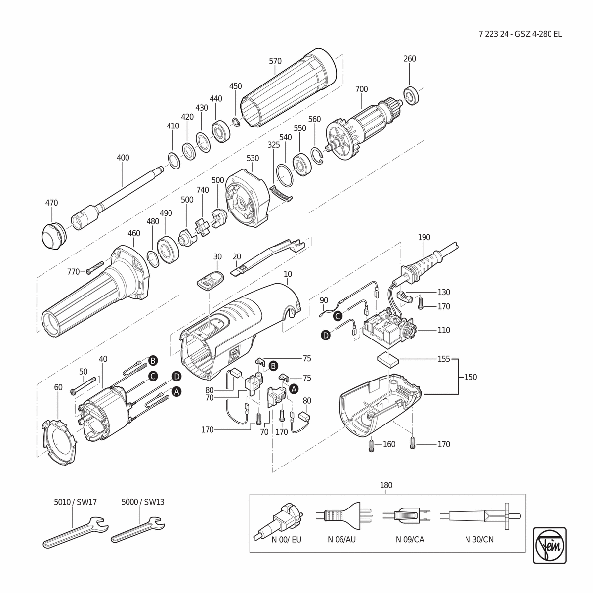 FEIN GSZ 4-280 EL (50/60Hz, 220/230V) - 72232400230