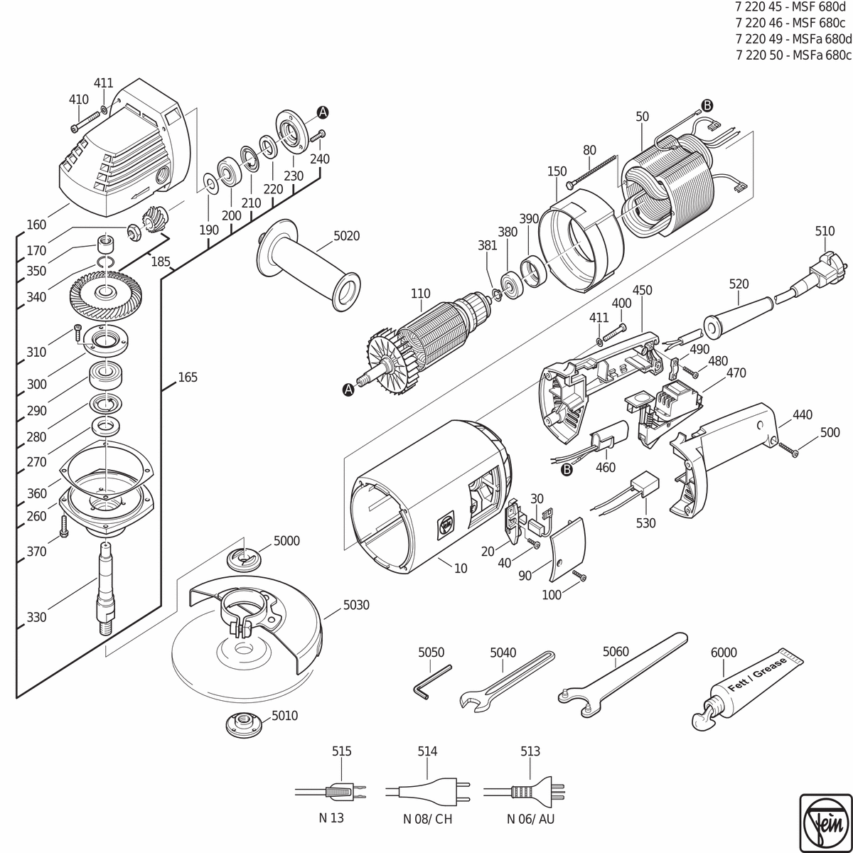FEIN Fein MSF 678 d Winkelschleifer Getriebe verschiedene Ersatzteile original 