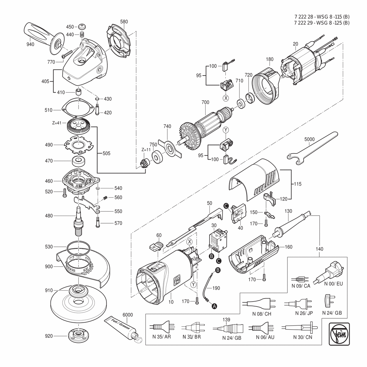 FEIN WSG 8-115 (B) (50/60Hz, 220/230V) - 72222800230
