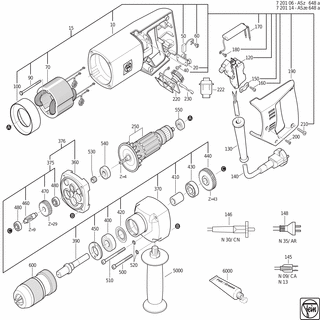 FEIN Motorgehäuse | Ersatzteile für ASz 648 a (50/60Hz, 220/230V) - 31902022007
