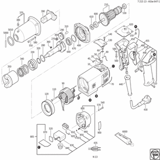 FEIN Motorgehäuse | Ersatzteile für ASbe 647-1 (50Hz, 110V) - 31903119003