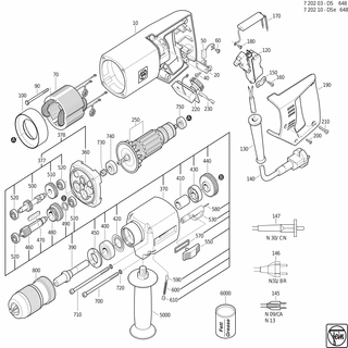 FEIN Motorgehäuse | Ersatzteile für DSe 648 (50Hz, 230V) - 31902024009