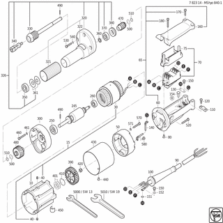 FEIN Motorgehäuse mit Stator | Ersatzteile für MShyo 840-1 (200Hz, 135V) - 52803003164
