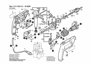 BOSCH Typschild | Ersatzteile fr B 6500 | 160111A3H3