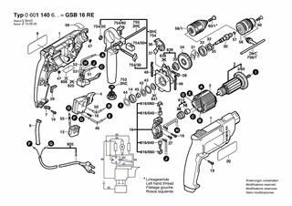 BOSCH Bohrfutterschlssel SG2 | Ersatzteile fr GSB 16 RE | 2607950007